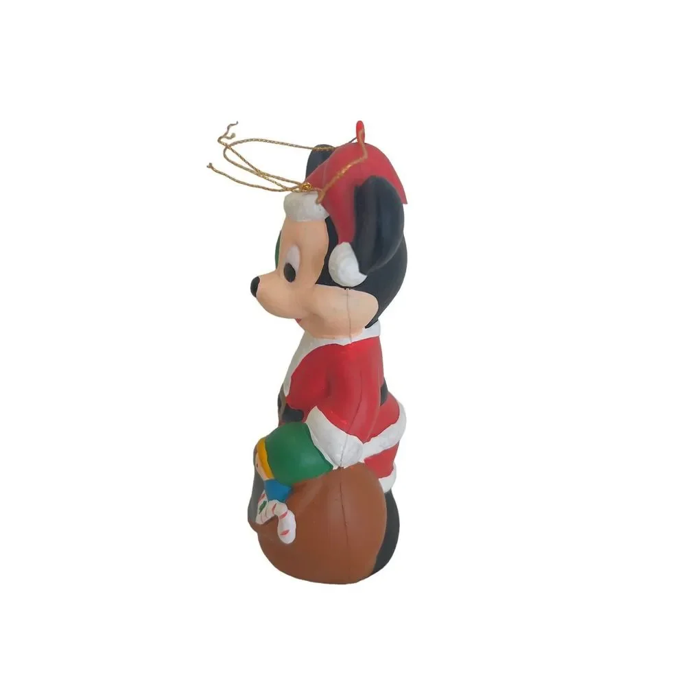 VTG Disney Plastic‎ Santa Mickey Mouse Bag of Toys Christmas Ornament 4”x2